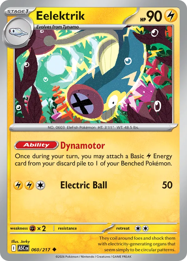 tynamo pokemon card value - Mega Evolution - Ascended Heroes Lightning Ability Levitate If this Pokémon has any Energy attached Tynamo Cards | Dex -